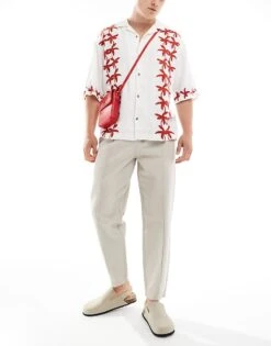 New Look Pintuck Jogger Trousers In Stone For Men