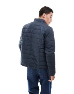 New Look Lightweight Funnel Neck Puffer Jacket In Navy For Men -Look Espn Store 206051758 3