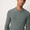 New Look Long Sleeve 1/4 Zip Polo In Khaki For Men