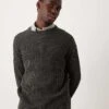 New Look Fisherman Crew Neck Jumper In Dark Grey For Men
