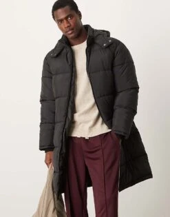 New Look Longline Puffer Jacket In Black For Men -Look Espn Store 206096826 4