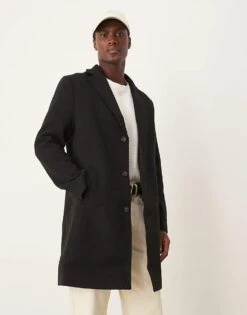 New Look Overcoat In Black For Men -Look Espn Store 206096848 1 black 1