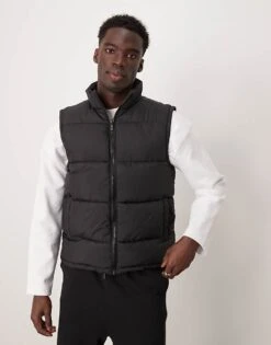 New Look Padded Gilet In Black For Men