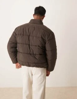 New Look Padded Puffer Jacket In Dark Brown For Men -Look Espn Store 206152796 4