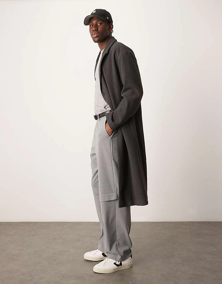 New Look Relaxed Overcoat In Dark Grey For Men 1 New Look Relaxed Overcoat In Dark Grey For Men