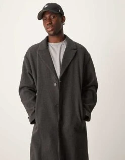 New Look Relaxed Overcoat In Dark Grey For Men 8 New Look Relaxed Overcoat In Dark Grey For Men -Look Espn Store 206152819 4