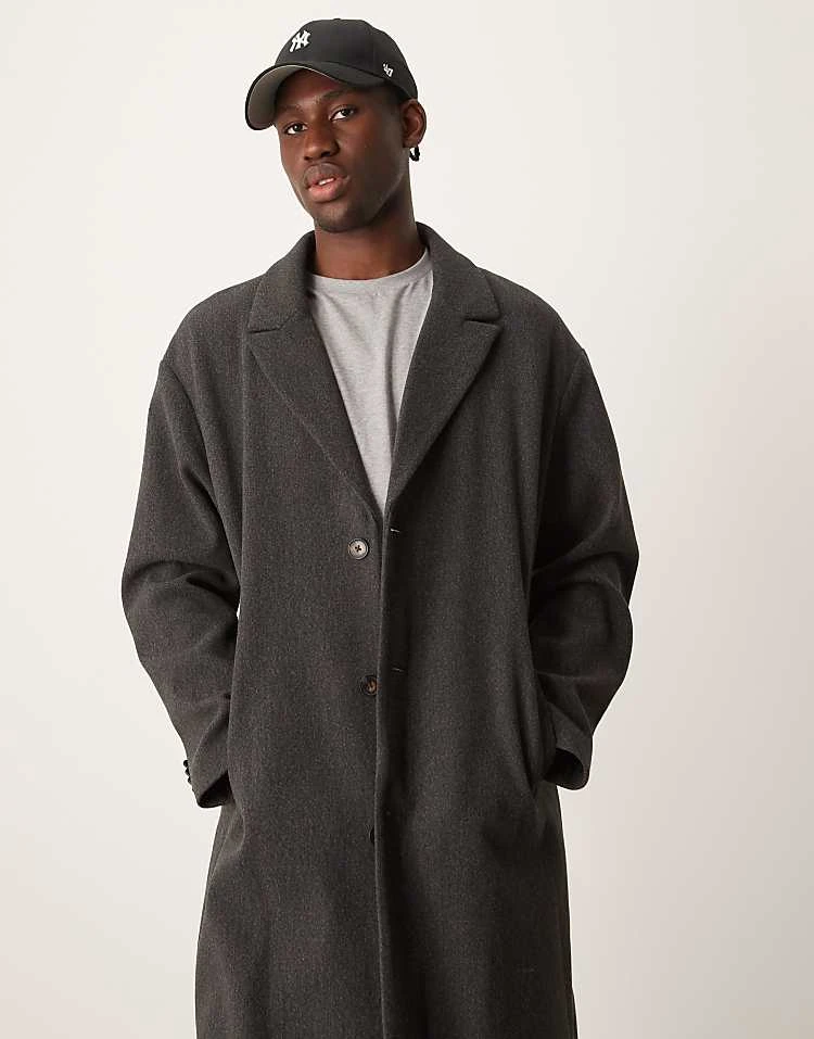 New Look Relaxed Overcoat In Dark Grey For Men 4 New Look Relaxed Overcoat In Dark Grey For Men - Image 4