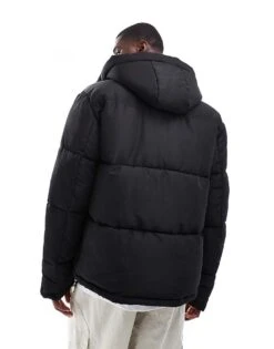 New Look Ripstop Fabric Hooded Puffer Jacket In Black For Men -Look Espn Store 206152827 4