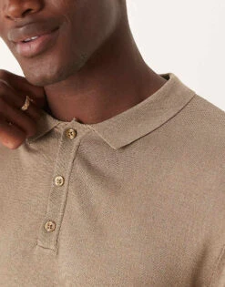 New Look Long Sleeve Knitted Polo In Brown For Men -Look Espn Store 206153359 3