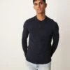 New Look Long Sleeve Knitted Polo In Navy For Men