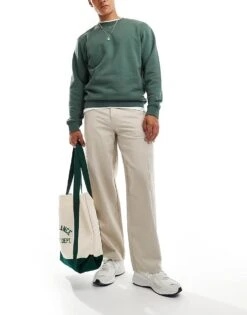 New Look Relaxed Carpenter Trousers In Stone For Men