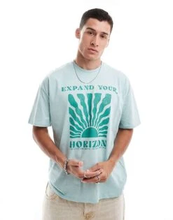 New Look Horizon T-shirt In Light Teal For Men 9 New Look Horizon T-shirt In Light Teal For Men -Look Espn Store 206934186 1 teal 1