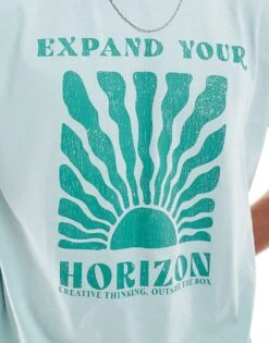 New Look Horizon T-shirt In Light Teal For Men 7 New Look Horizon T-shirt In Light Teal For Men -Look Espn Store 206934186 3