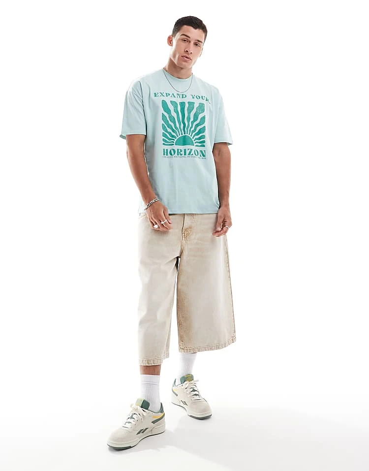 New Look Horizon T-shirt In Light Teal For Men 4 New Look Horizon T-shirt In Light Teal For Men - Image 4