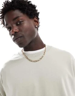 New Look Boxy Heavyweight T-shirt In Light Khaki For Men Light Khaki -Look Espn Store 206945812 4