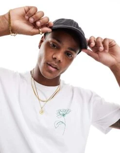 New Look Abstract Flower Graphic Oversized T-shirt In White For Men -Look Espn Store 206991347 1 white 1