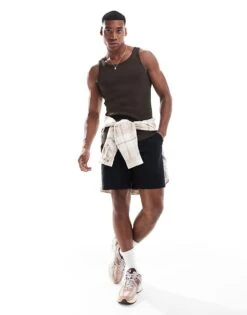 New Look Muscle Fit Rib Vest In Black -Look Espn Store 206991363 1 darkbrown 3