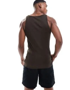 New Look Muscle Fit Rib Vest In Dark Brown For Men -Look Espn Store 206991363 4