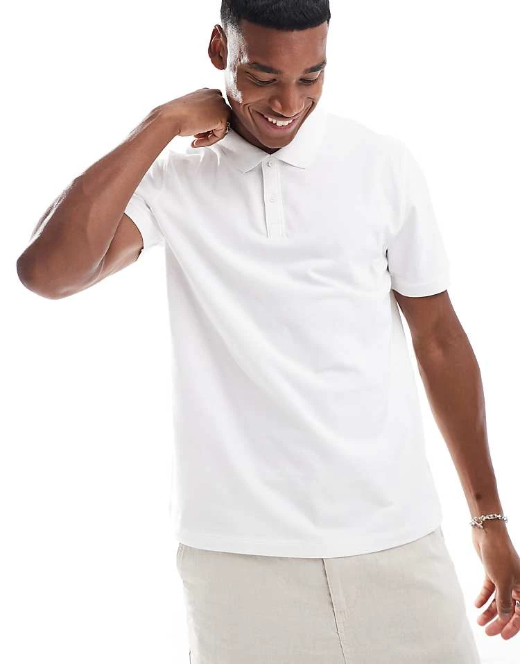 New Look Pique Polo Shirt In White For Men 1 New Look Pique Polo Shirt In White For Men
