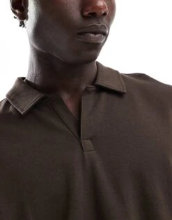 New Look Revere Polo Shirt In Dark Brown For Men -Look Espn Store 206991451 4