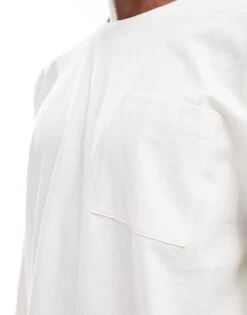 New Look Long Sleeved Oversized Pocket T-shirt In Off White For Men -Look Espn Store 206991474 3