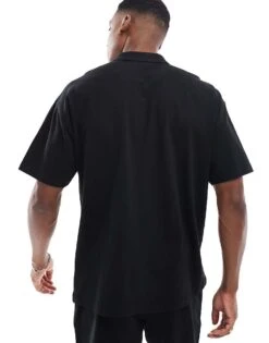 New Look 1/4 Zip Pique Polo Shirt Co-ord In Black For Men -Look Espn Store 206991501 4