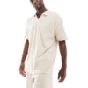 New Look Towelling Revere Shirt Co-ord In Stone For Men