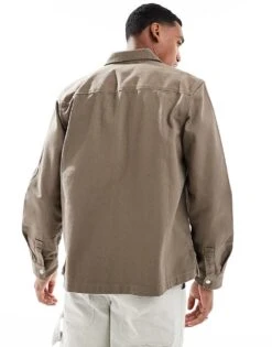 New Look Twill Overshirt In Mink For Men 7 New Look Twill Overshirt In Mink For Men -Look Espn Store 207171963 3