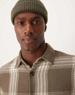 New Look Checked Oxford Shirt In Dark Khaki For Men -Look Espn Store 207172039 3