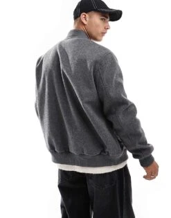 New Look Wool Look Bomber Jacket In Grey For Men Mid Grey -Look Espn Store 207172047 3