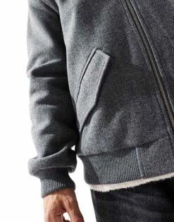 New Look Wool Look Bomber Jacket In Grey For Men Mid Grey -Look Espn Store 207172047 4