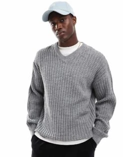 New Look V-neck Jumper In Dark Grey For Men -Look Espn Store 207172075 1 darkgrey 1