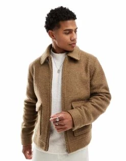 New Look Boucle Jacket In Camel For Men