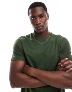 New Look Crew Neck T-shirt In Dark Green For Men Jewel Green -Look Espn Store 207172156 1 jewelgreen 1