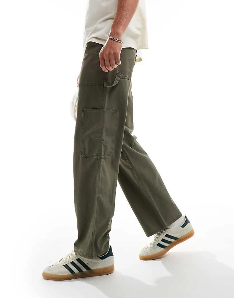 New Look Relaxed Carpenter Trousers In Dark Khaki For Men 2 New Look Relaxed Carpenter Trousers In Dark Khaki For Men - Image 2