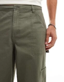 New Look Relaxed Carpenter Trousers In Dark Khaki For Men 9 New Look Relaxed Carpenter Trousers In Dark Khaki For Men -Look Espn Store 207172200 4