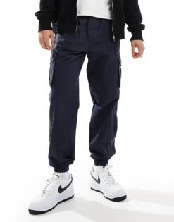 New Look Cuffed Ripstop Cargo Trousers In Navy For Men -Look Espn Store 207172222 1 navy 1