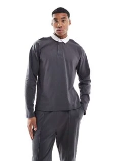 New Look Rugby Polo Shirt Co-ord In Dark Grey -Look Espn Store 207250000 1 darkgrey 1