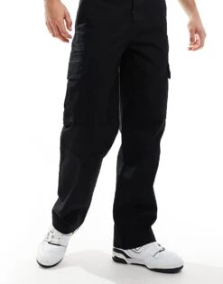 New Look Ripstop Cargo Trousers In Black For Men