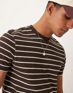 New Look Stripe T-shirt In Brown And White For Men Multi -Look Espn Store 207250127 3