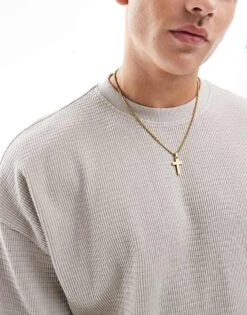 New Look Textured Oversized T-shirt In Stone For Men -Look Espn Store 207250135 3