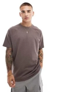 New Look Textured T-shirt In Washed Brown For Men Plum Truffle -Look Espn Store 207250143 3