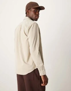 New Look Cord Shirt In Stone For Men -Look Espn Store 207303516 4