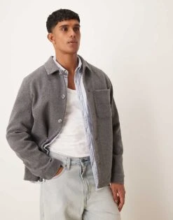 New Look Brushed Shacket In Mid Grey For Men 9 New Look Brushed Shacket In Mid Grey For Men -Look Espn Store 207303538 1 midgrey 1