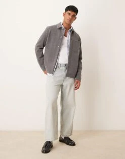 New Look Brushed Shacket In Mid Grey For Men 7 New Look Brushed Shacket In Mid Grey For Men -Look Espn Store 207303538 3