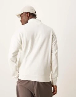 New Look 1/4 Zip Funnel Neck In Off White For Men -Look Espn Store 207303550 4