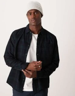 New Look Cord Check Shirt In Green And Navy For Men -Look Espn Store 207330870 1 greenandnavy 1