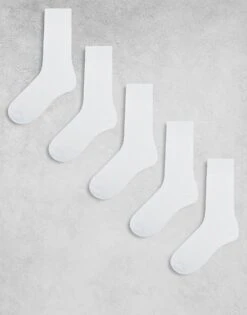 New Look 5 Pack Plain Socks In White For Men 7 New Look 5 Pack Plain Socks In White For Men -Look Espn Store 207330988 1 white 1