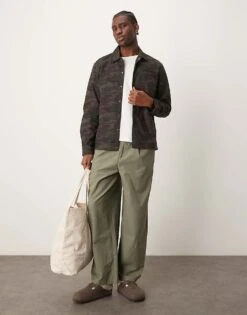 New Look Camo Shacket In Dark Green For Men