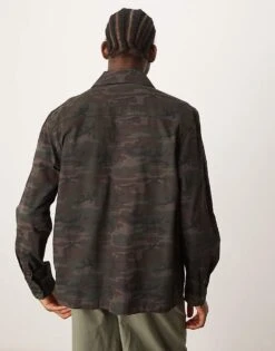 New Look Camo Shacket In Dark Green For Men -Look Espn Store 207330999 3